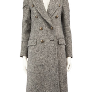 Roberto Cavalli Grey Double-Breasted Wool Coat