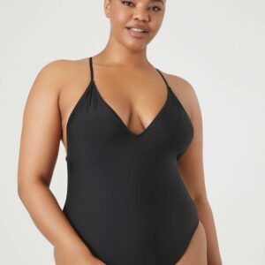 Women's Monokini One-Piece Swimsuit in Black, 0X