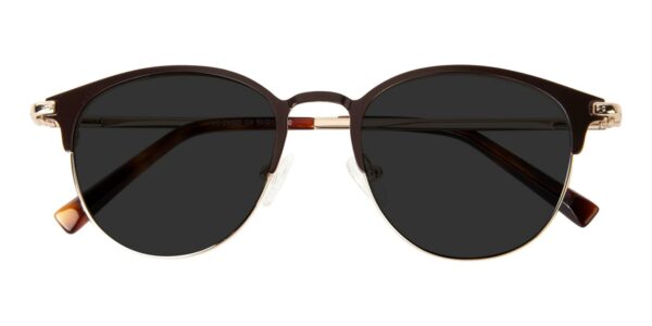 Round Sunglasses, Full Frame Brown/Golden Metal - SUP0956