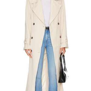 SNDYS Myka Trench Coat in Ivory. Size M, S, XL, XXL.