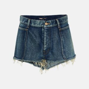 Saint Laurent Frayed low-rise denim shorts