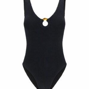 'Celine' Black One-Piece Swimsuit With Ring Detail In Stretch Polyamide Woman