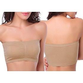 Seamless Bandeau Bra Plus Size Strapless Stretchy Tube Top Bra with Removable Pads for Women