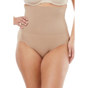 Secret Solutions Plus Size Instant Shaper Medium Control Seamless High Waist Brief - Nude