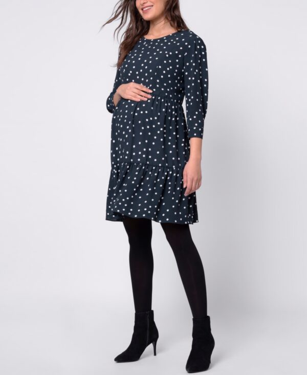 Seraphine Women's Polka Maternity Nursing Dress - Teal Dot