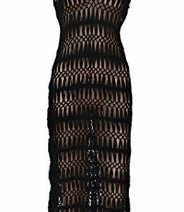 Women's Tassel Crochet Stylish Swimsuit Knit Bikini Cover Up Beach Dress (Black,