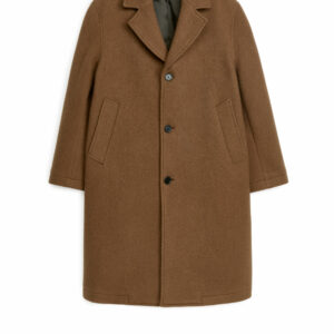 Single-Breasted Wool-Blend Coat - Beige