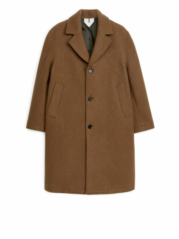 Single-Breasted Wool-Blend Coat - Beige