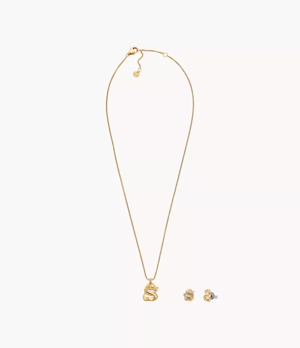 Skagen Women's Skagen LNY Gift Set Gold-Tone Stainless Steel Earrings and Necklace - Gold-Tone