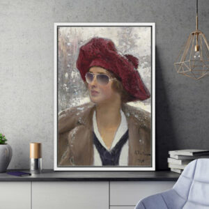 " Snowy Winter Sunglasses Woman " on Canvas