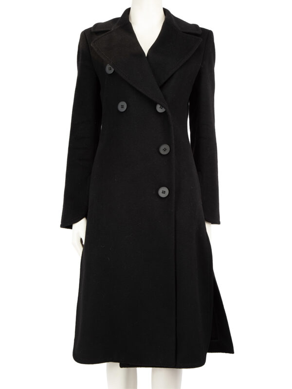 Sportmax Black Wool Double Breast Mid Length Coat