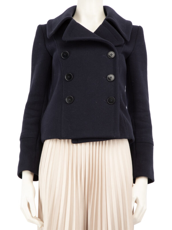 Stella McCartney Navy Wool Cropped Coat