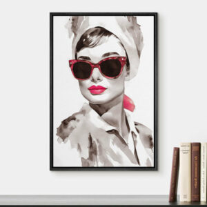 " Stylish Woman With Sunglasses Fashion Watercolor Modern Art " on