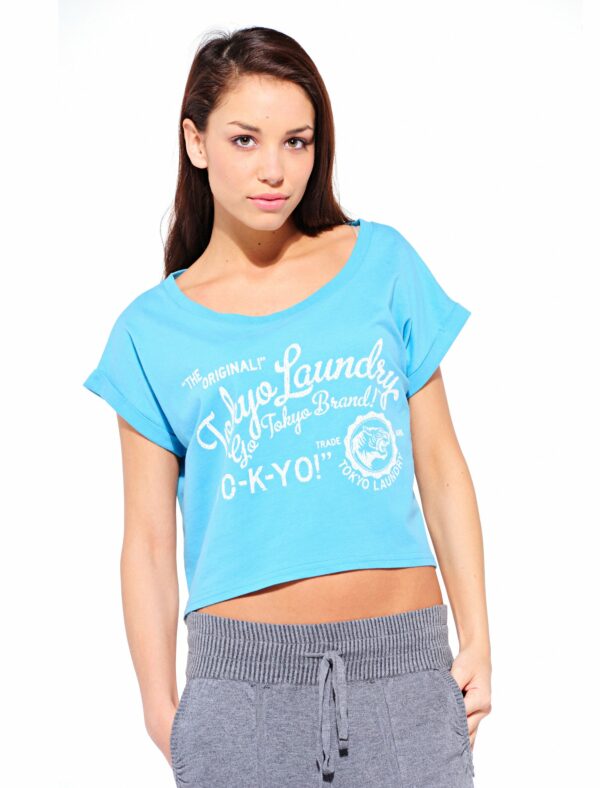 T-Shirts Beth Cropped T-Shirt in Carolina Blue / 12 - Tokyo Laundry