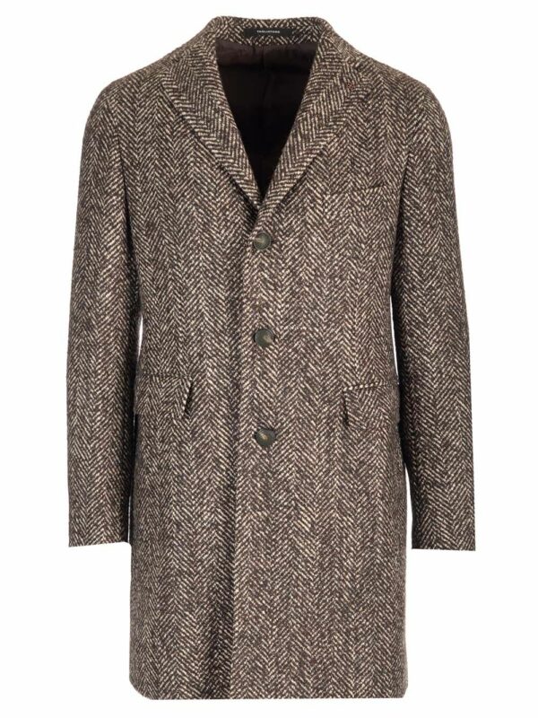 Tagliatore Herringbone Wool Blend Coat