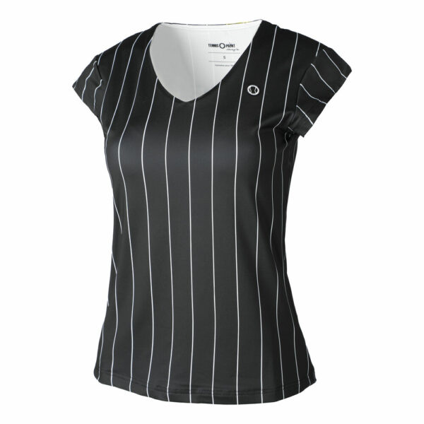 Tennis-Point Stripes T-Shirt Women black