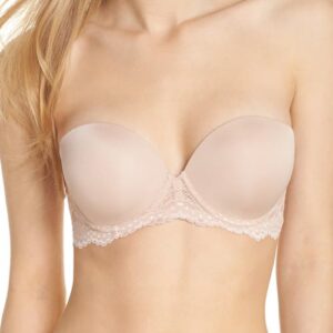 On Gossamer Beautifully Basic Strapless Underwire Bra in Champagne at Nordstrom, Size 34D