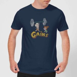 The Flintstones Distressed Bam Bam Gains Men's T-Shirt - Navy - L