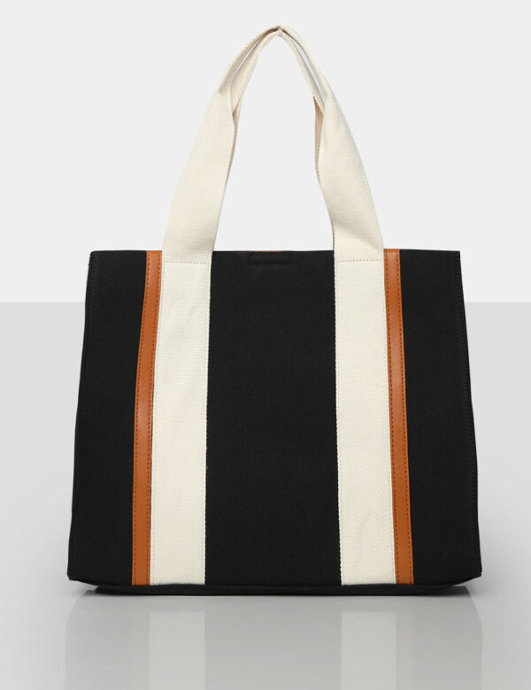 The Maia Black Canvas Beach Tote Bag