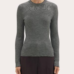 Theory Women's Regal Wool Long-Sleeve T-Shirt in Mink/dark Charcoal Wool/Denim