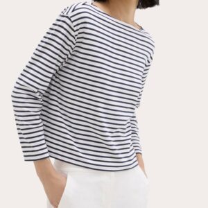 Theory Women's Striped Boatneck T-Shirt in Navy Multi Cotton