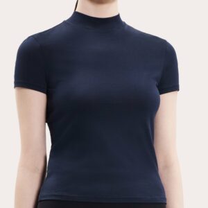 Theory Women's Tiny Turtleneck T-Shirt in Nocturne Navy Cotton