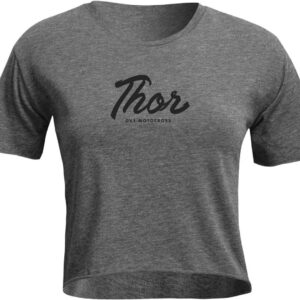 Thor Script Crop Ladies T-Shirt, grey, Size L for Women