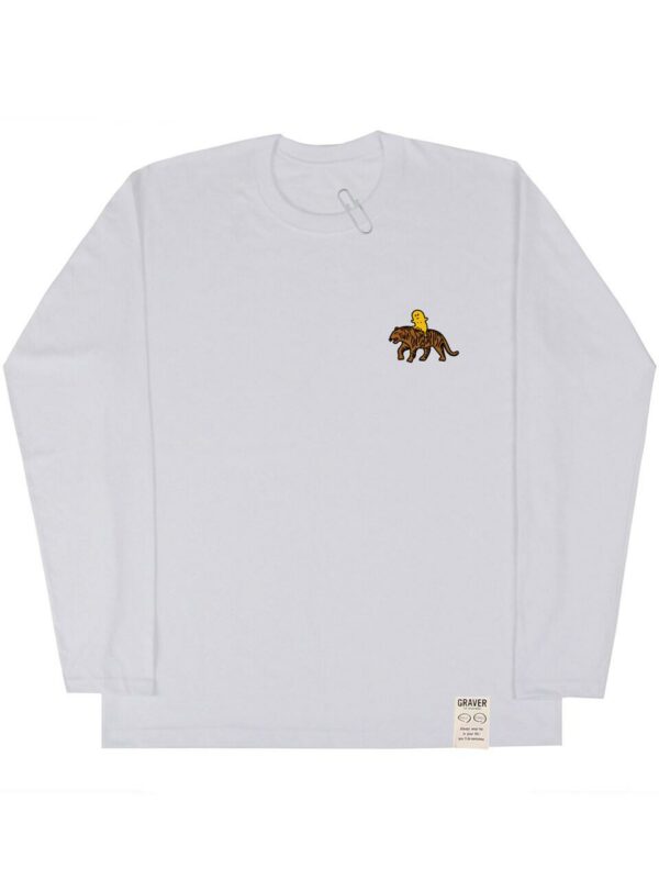 Tiger Graphic White Clip Long Sleeve T-shirt White