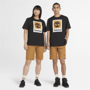 Timberland - All Gender Stack Logo T-Shirt in Black, Black, Size: 3XL