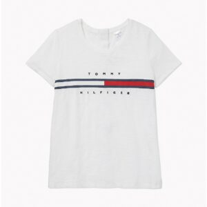 Tommy Hilfiger Women's Seated Fit Stripe Signature T-Shirt - White - S