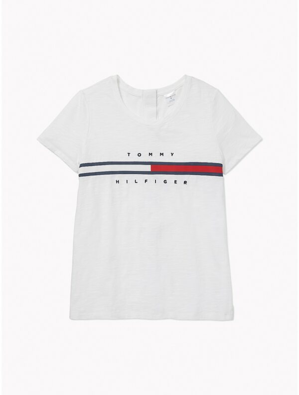 Tommy Hilfiger Women's Seated Fit Stripe Signature T-Shirt - White - S