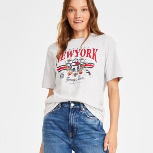 Tommy Jeans Women's Cotton New York T-Shirt - Silver Grey Heather