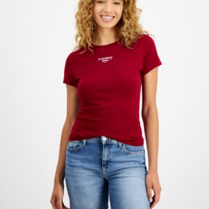 Tommy Jeans Women's Essential Logo Slim-Fit T-Shirt - RED CARPET