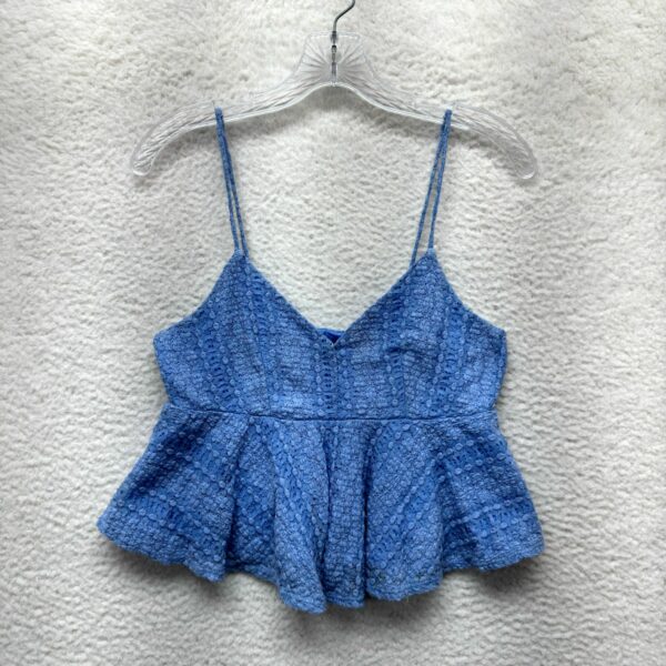 Topshop Cami Camisole Peplum Top 8 Blue Lace Spaghetti Straps Womens in White (Size Medium)