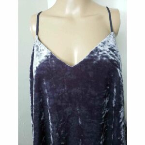 Topshop Women's Top Camisole Size 6 Blue Silver Velour Cropped High Low in White