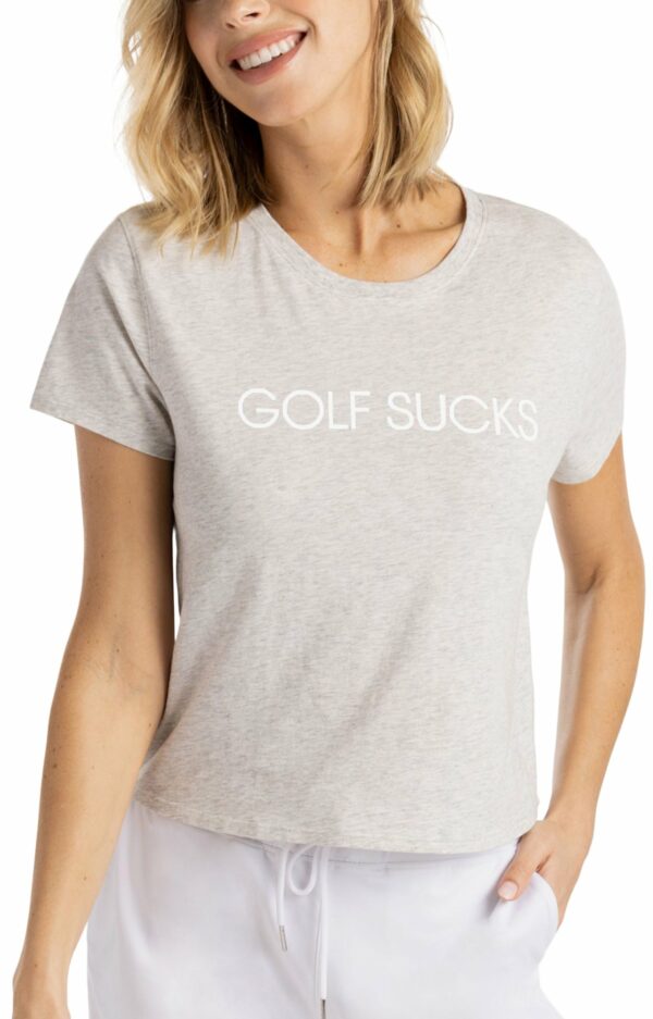 TravisMathew Womens Ten for Ten Golf T-Shirt - Grey, Size: Medium