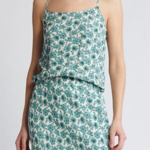 Treasure & Bond Tie Back Camisole in Ivory- Green Celia Floral at Nordstrom, Size Small