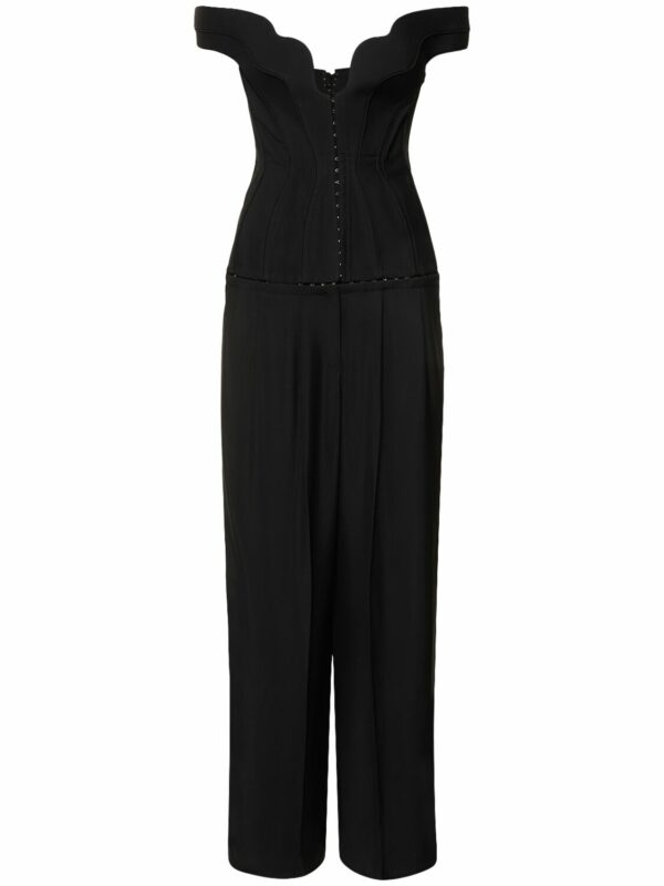 Twill Off-shoulder Bustier Jumpsuit