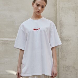 Uni Logo Print T-shirt White Red