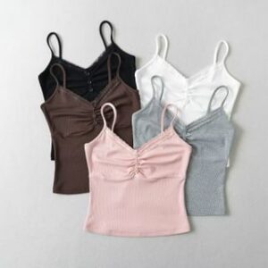 V-Neck Plain Lace Camisole Top