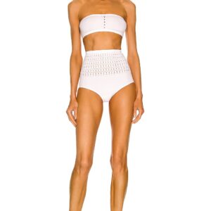 ALAÏA Seamless Perforated Bikini Set in White