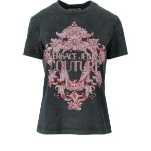 VERSACE JEANS COUTURE BAROQUE GREY PINK T-SHIRT