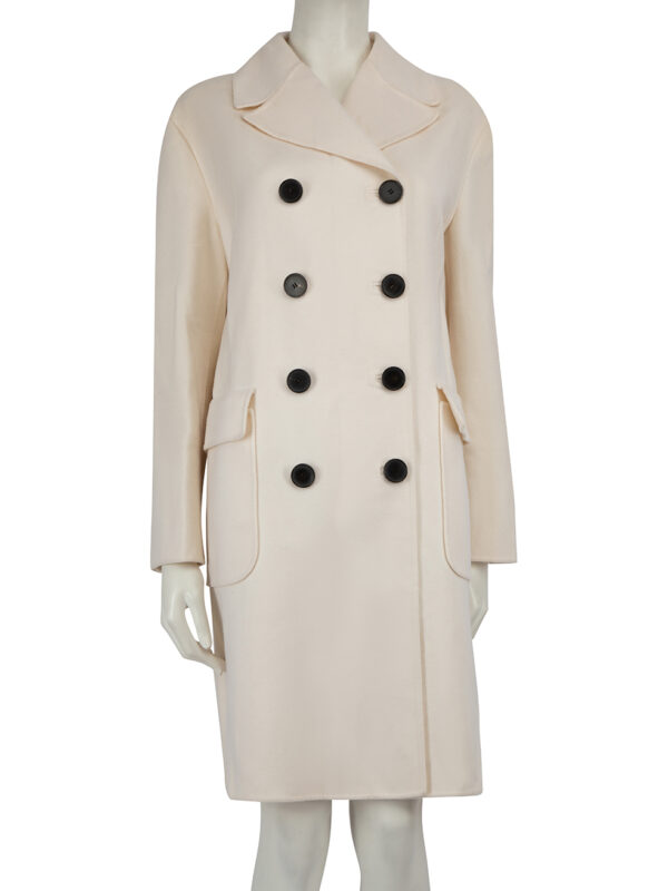 Valentino Garavani Cream Wool Double-Breasted Coat