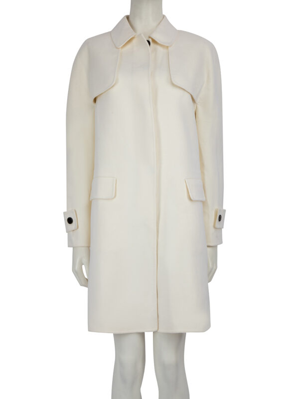 Valentino Garavani Ecru Virgin Wool Single Breasted Coat