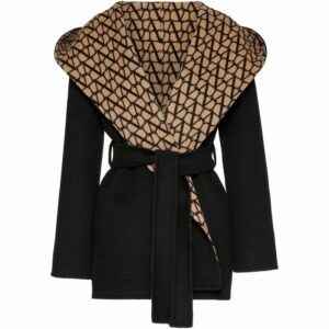 Valentino Garavani Wool-Blend Vlogo Hooded Coat