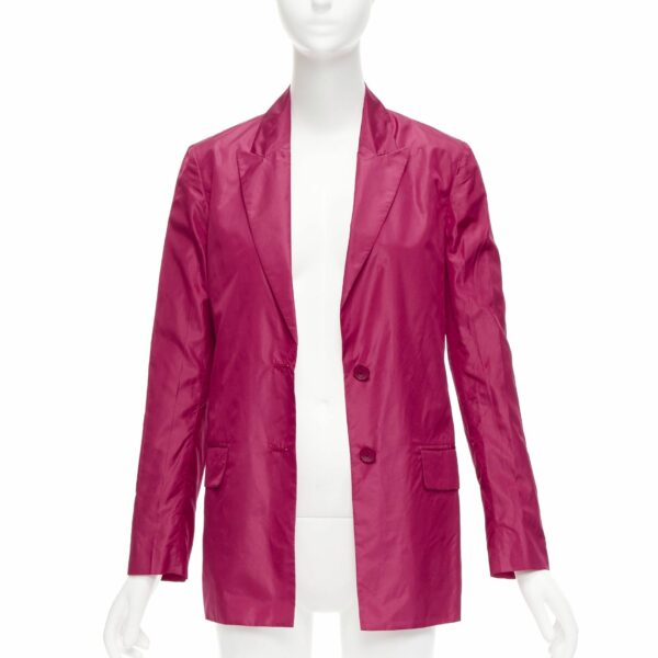 Valentino Piccioli 100% Silk Raspberry Pink Cinched Waist Casual Blazer It36 Xxs in Purple, Women's