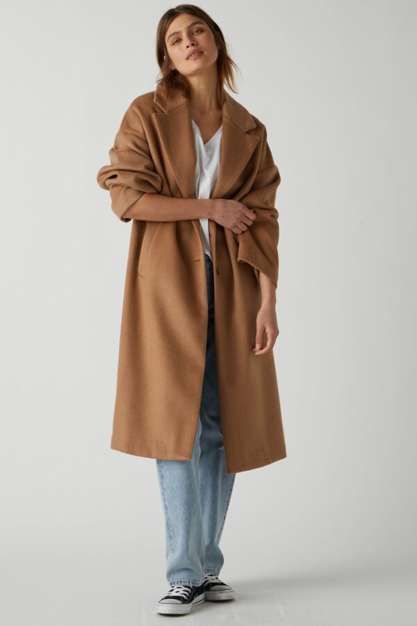 Velvet By Graham & Spencer Huntington Coat In Brown - XS | Made From A Soft Wool Blend