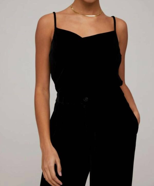 Velvet Cowl Neck Camisole In Black