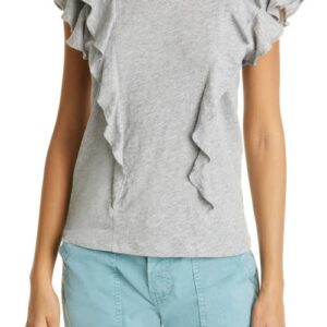 Veronica Beard Bea Ruffle T-Shirt in Heather Grey at Nordstrom, Size Medium