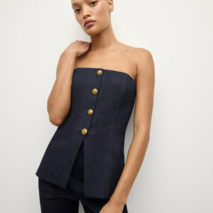 Veronica Beard Forman Bustier Top Midnight Wash